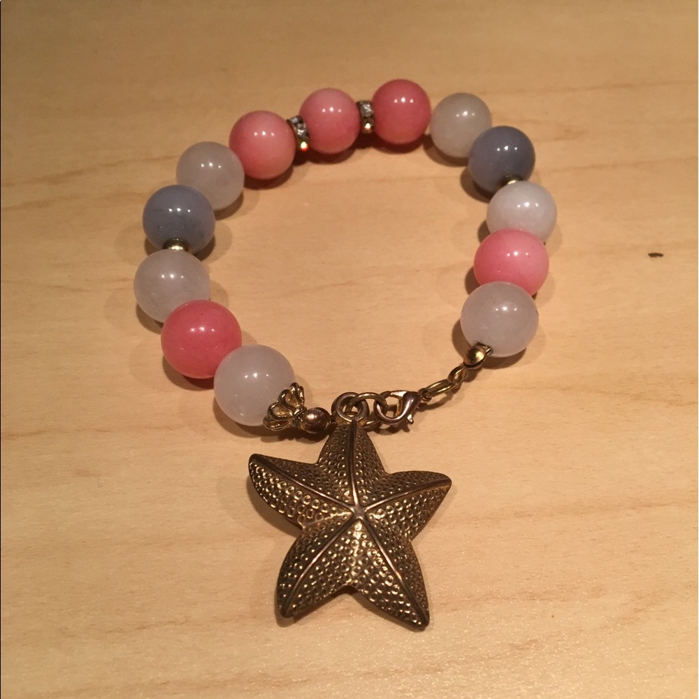 Large Multicolor Beaded Bracelet with Starfish Pendant